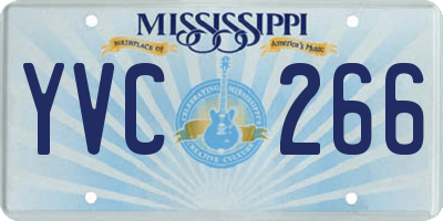 MS license plate YVC266