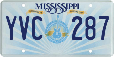 MS license plate YVC287