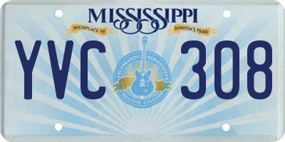 MS license plate YVC308