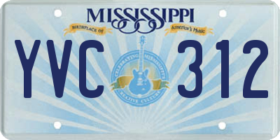 MS license plate YVC312