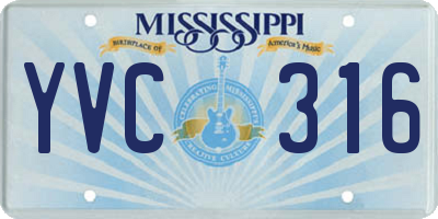 MS license plate YVC316