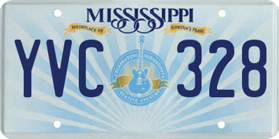 MS license plate YVC328