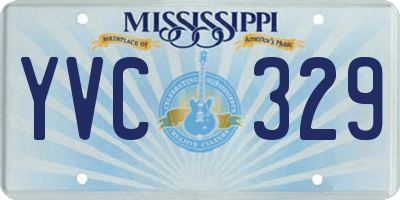 MS license plate YVC329