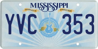 MS license plate YVC353