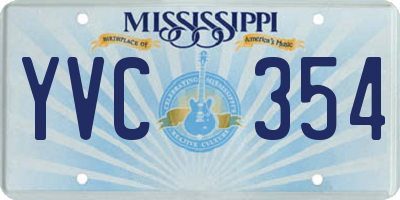 MS license plate YVC354