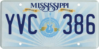 MS license plate YVC386