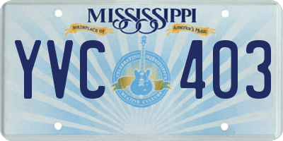 MS license plate YVC403