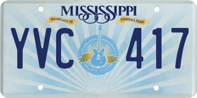 MS license plate YVC417