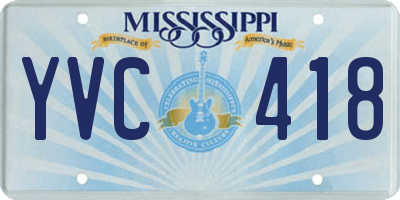 MS license plate YVC418