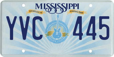 MS license plate YVC445