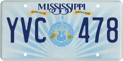 MS license plate YVC478