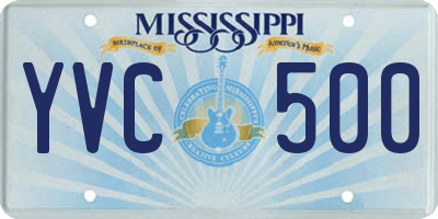 MS license plate YVC500