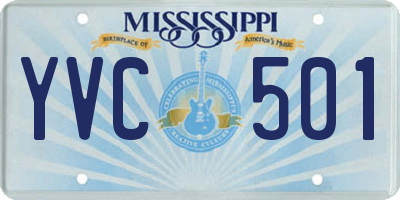 MS license plate YVC501