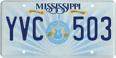 MS license plate YVC503