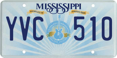 MS license plate YVC510