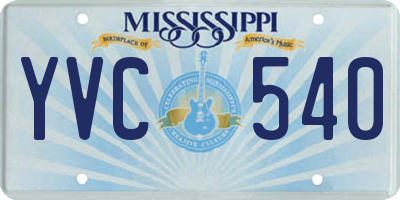 MS license plate YVC540