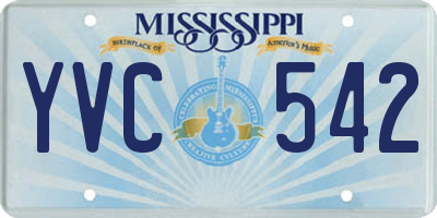 MS license plate YVC542