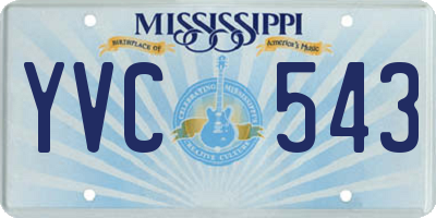 MS license plate YVC543