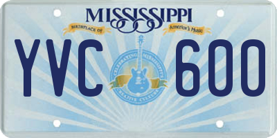 MS license plate YVC600