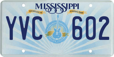 MS license plate YVC602