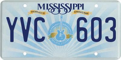 MS license plate YVC603