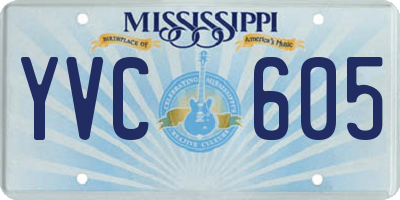 MS license plate YVC605