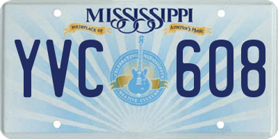 MS license plate YVC608