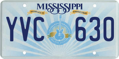 MS license plate YVC630