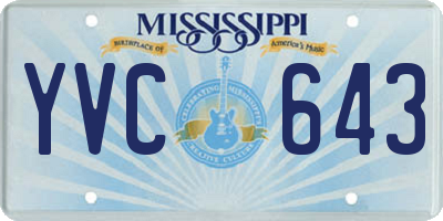 MS license plate YVC643