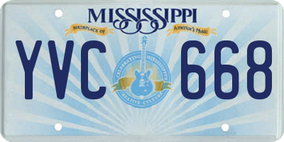 MS license plate YVC668