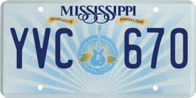 MS license plate YVC670