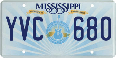 MS license plate YVC680