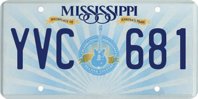 MS license plate YVC681