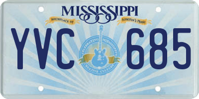MS license plate YVC685