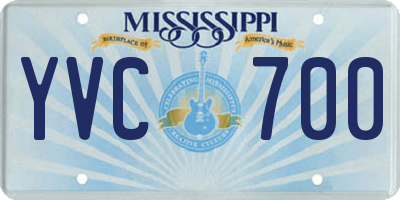 MS license plate YVC700