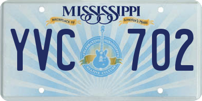 MS license plate YVC702