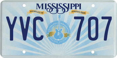 MS license plate YVC707