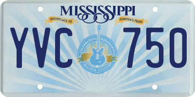 MS license plate YVC750