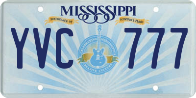 MS license plate YVC777