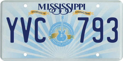 MS license plate YVC793