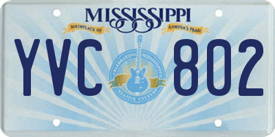 MS license plate YVC802