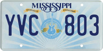 MS license plate YVC803