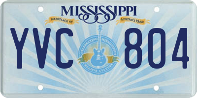 MS license plate YVC804