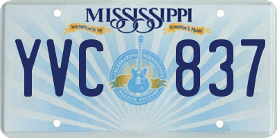 MS license plate YVC837
