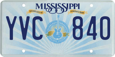 MS license plate YVC840