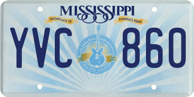 MS license plate YVC860