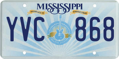 MS license plate YVC868