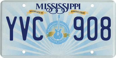 MS license plate YVC908