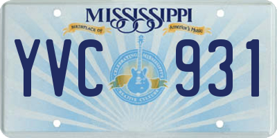 MS license plate YVC931