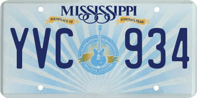 MS license plate YVC934